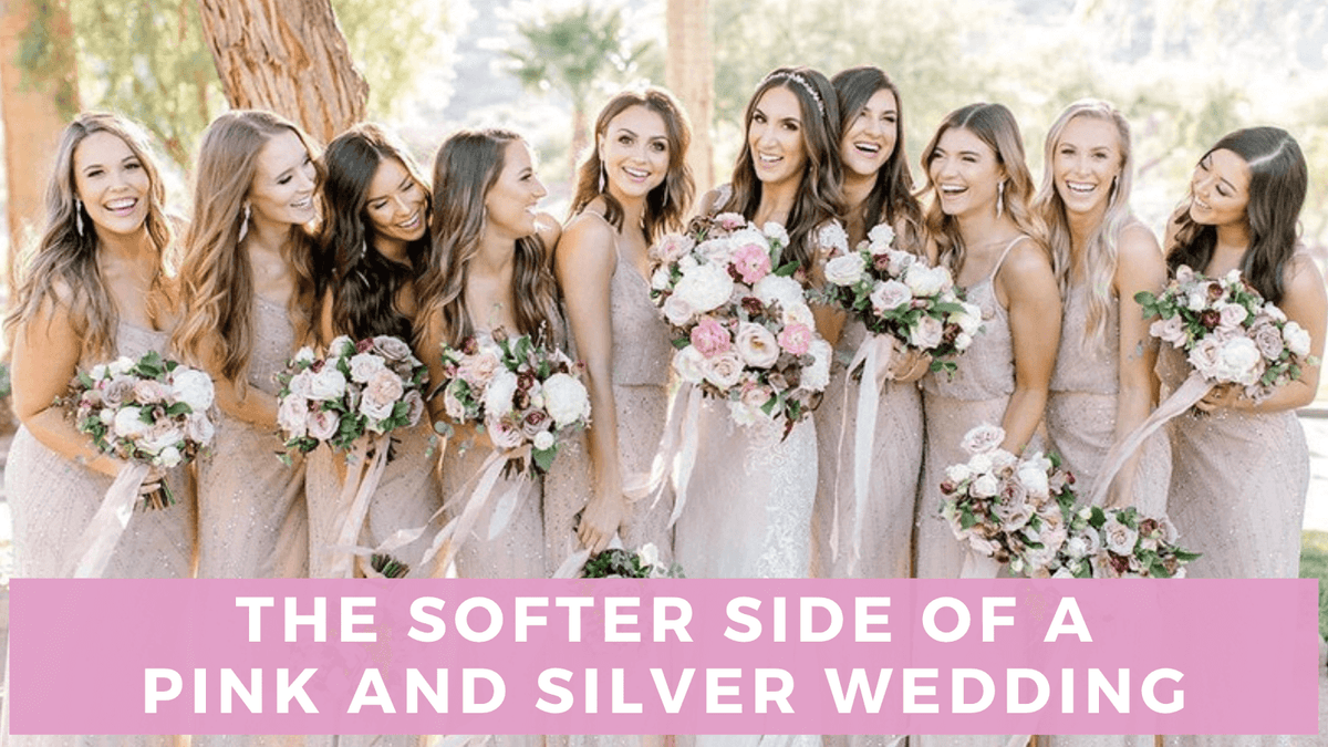 Pink and online silver bridesmaid dresses