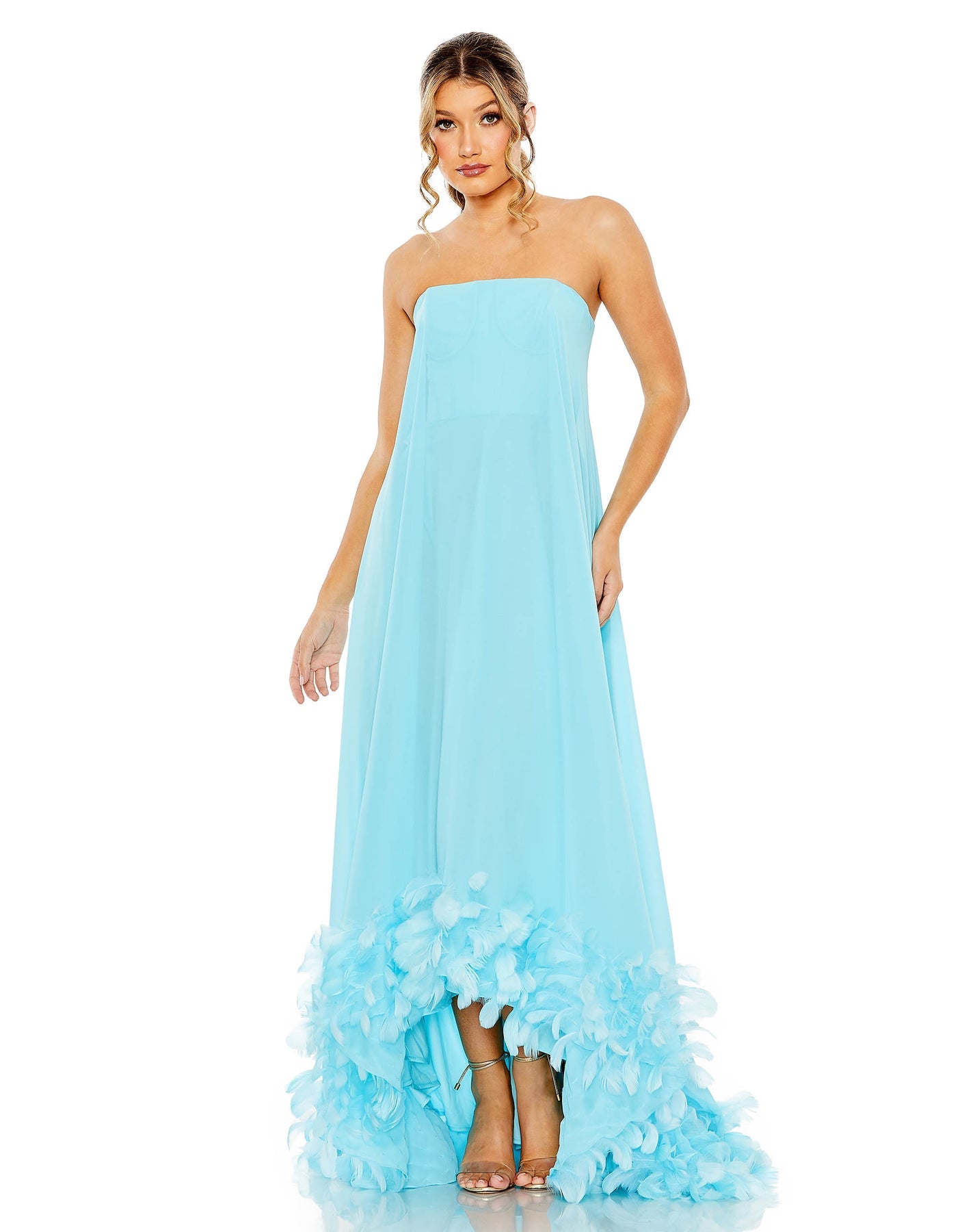 mac duggal baby blue dress Blue Floral Embellished Cap Sleeve Gown main image 1