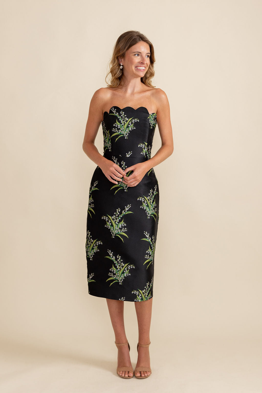 Hayes Bodice with Straight Skirt Midi in Jacquard - Lily of the 