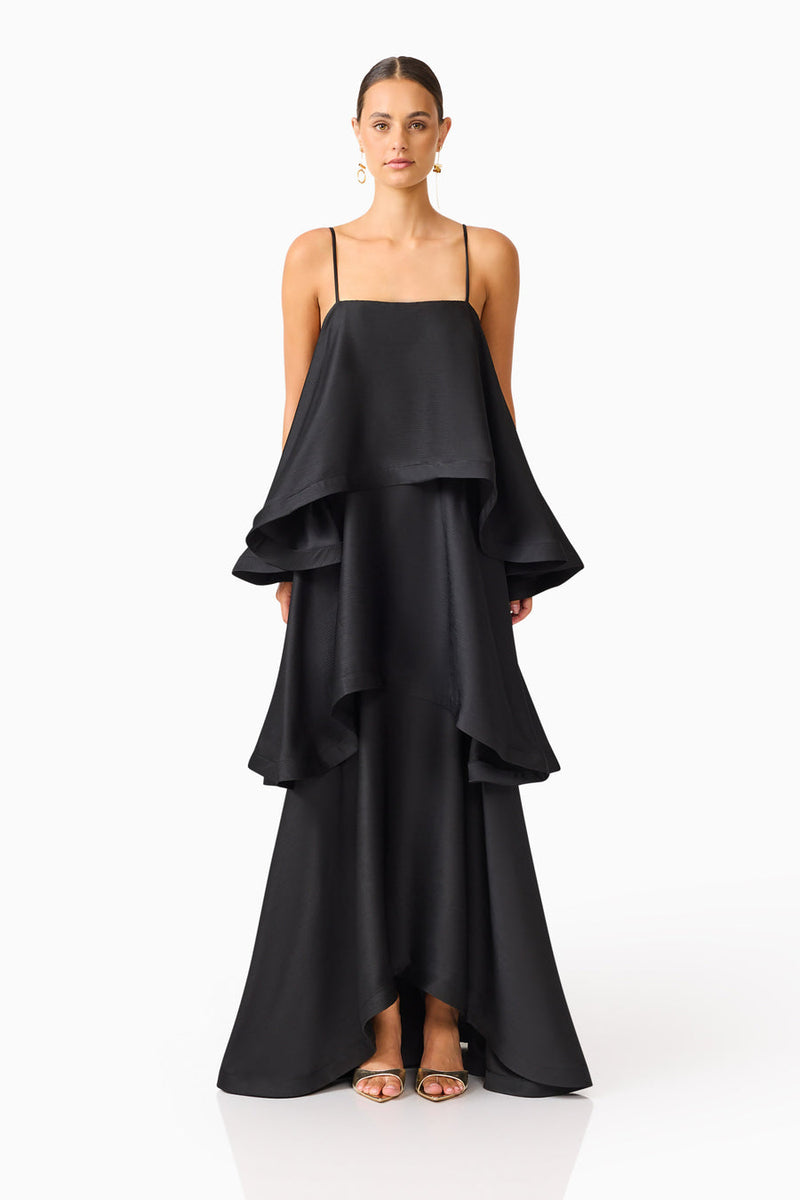 Tilly Tiered Maxi Dress - Black - M