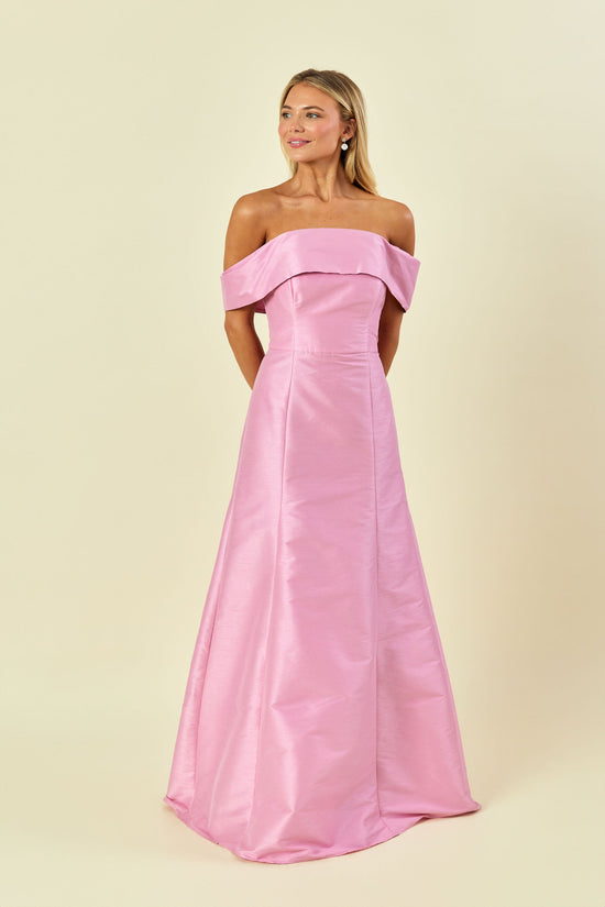 LulaKate Christy Evening Dress in Shantung Carnation LulaKate Christy Evening Dress in Shantung Carnation