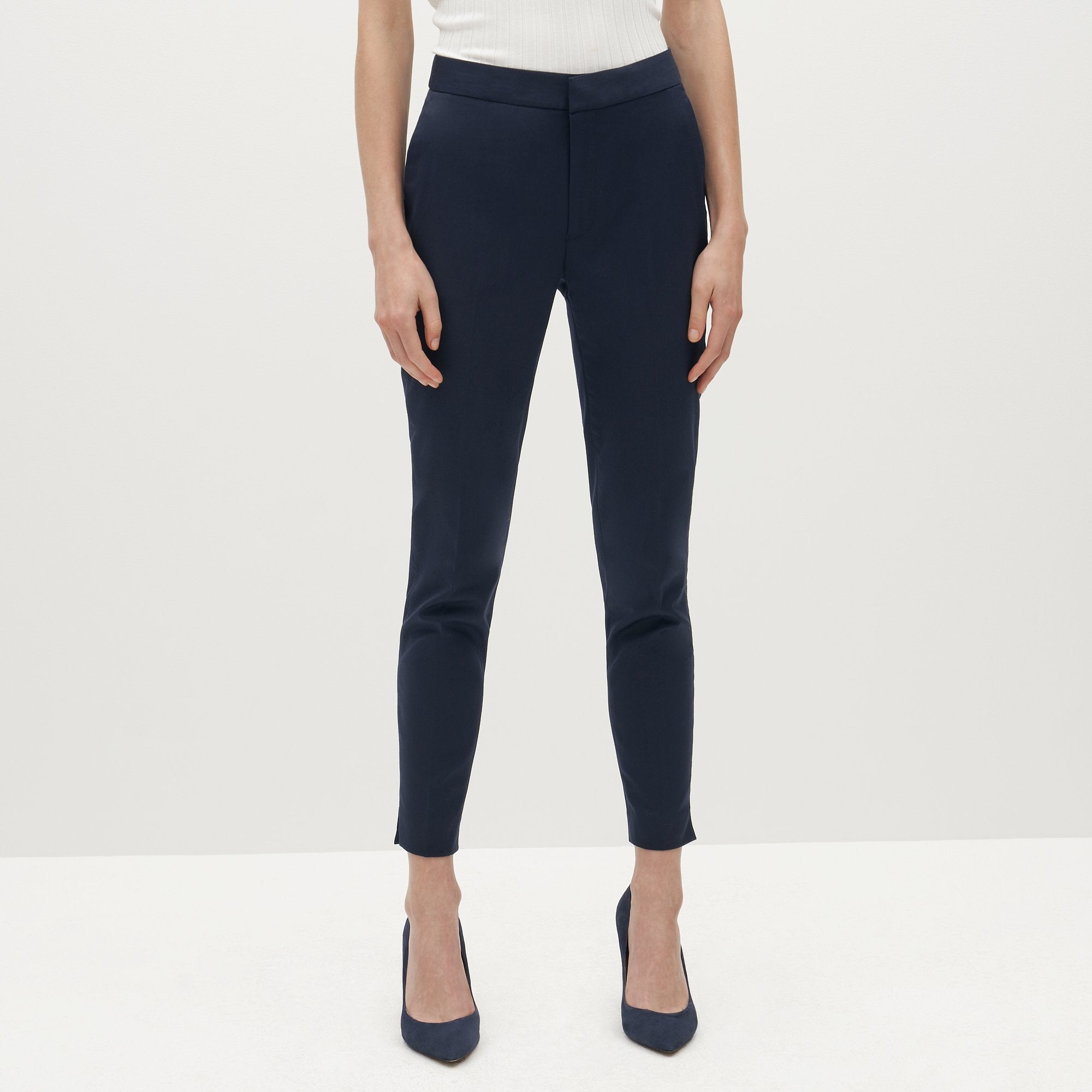 Ladies navy blue pants best sale