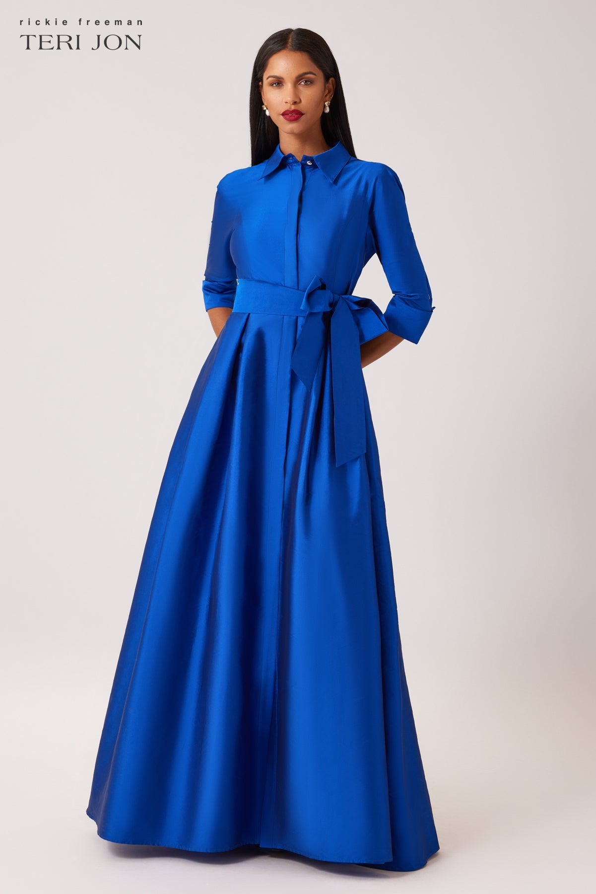 Teri Jon Taffeta Shirt Waist Gown Size 22