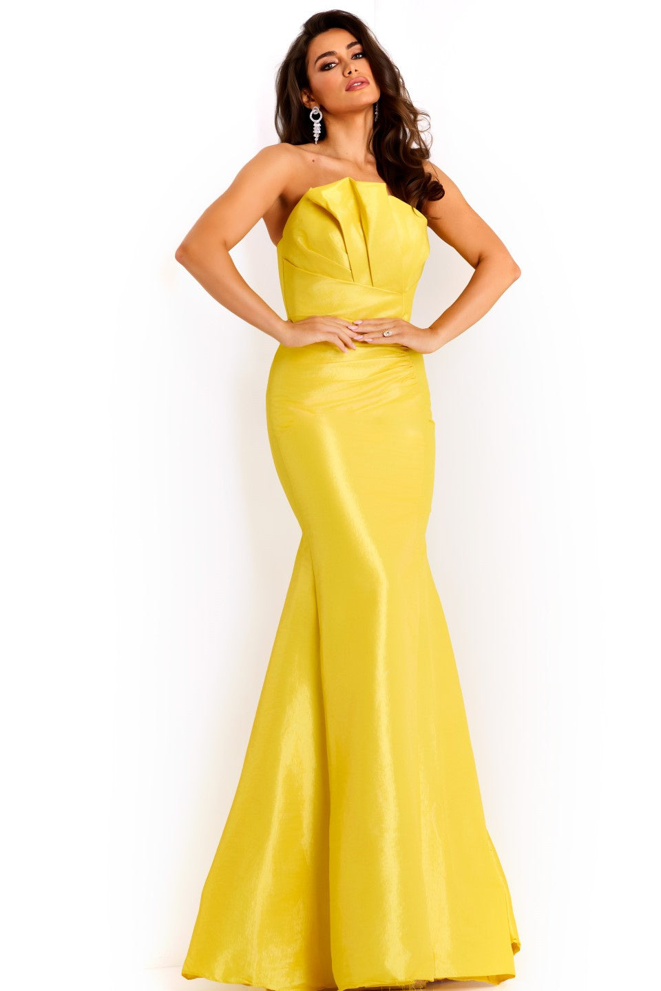 silk mermaid dress Jovani Strapless Satin Gown with Pleated Bodice 46673 Burgundy Unit:Case (200/CS) Shop African Designs Dresses Detachable Straps Sweep Train Neckline