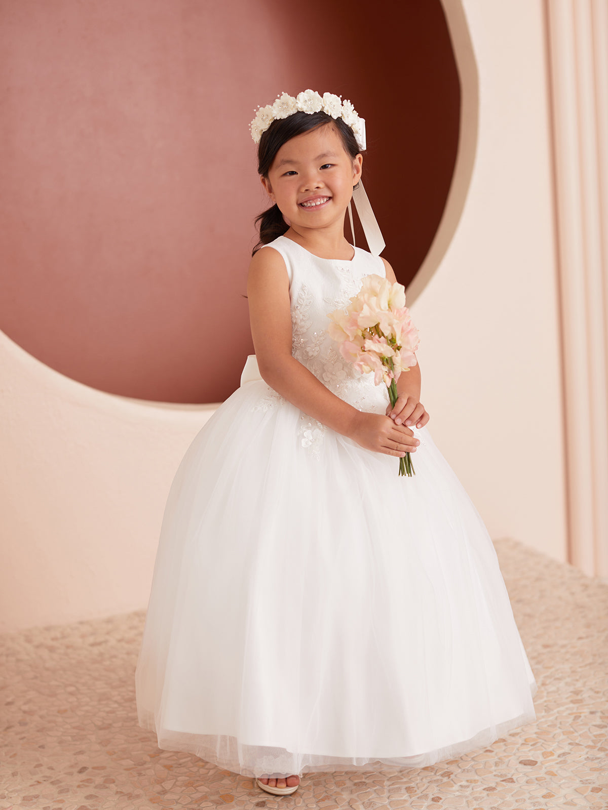 kids bridesmaid dresses ivory Ivory Jewel Neck Ankle-Length Butterfly Formal Kids Pageant flower girl dresses, Ivory / 2 Years old