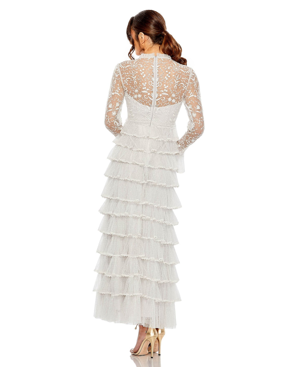 mac duggal white dress long sleeve Mac Duggal Dress 8003