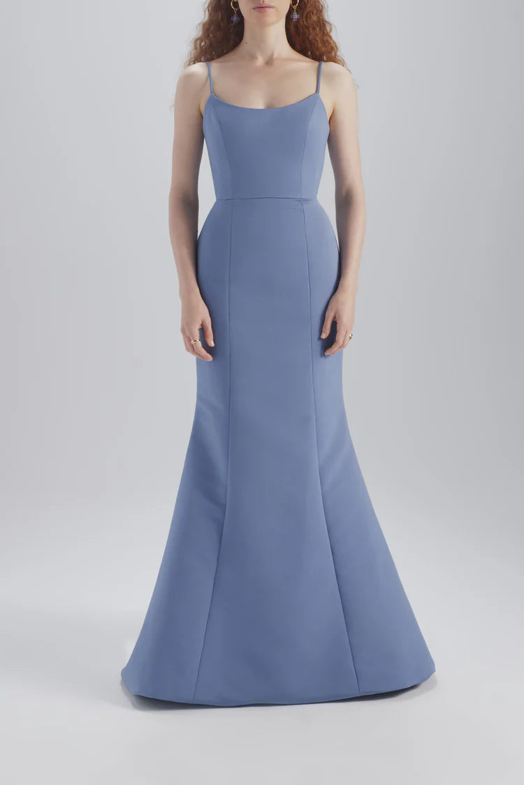 dainty bridesmaid dresses BABARONI Chiffon Dusty Blue Bridesmaid Dresses V-neck Floor-length Spaghetti Straps Ruched with Slit Empire, Dusty Blue / US0
