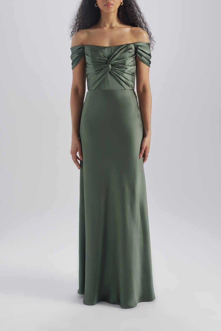 bridesmaid fit and flare dresses Luxe High Neckline Fit-and-Flare Bridesmaid Dress in Charmeuse