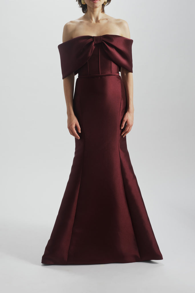Amsale Women's Bow Detail Shoulder Gown - Red - Size 8