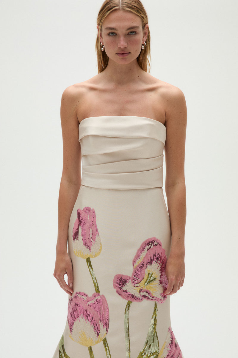 amsale rose gold sequin dress Amsale Chandler Sequin Halter Gown - Rose gold