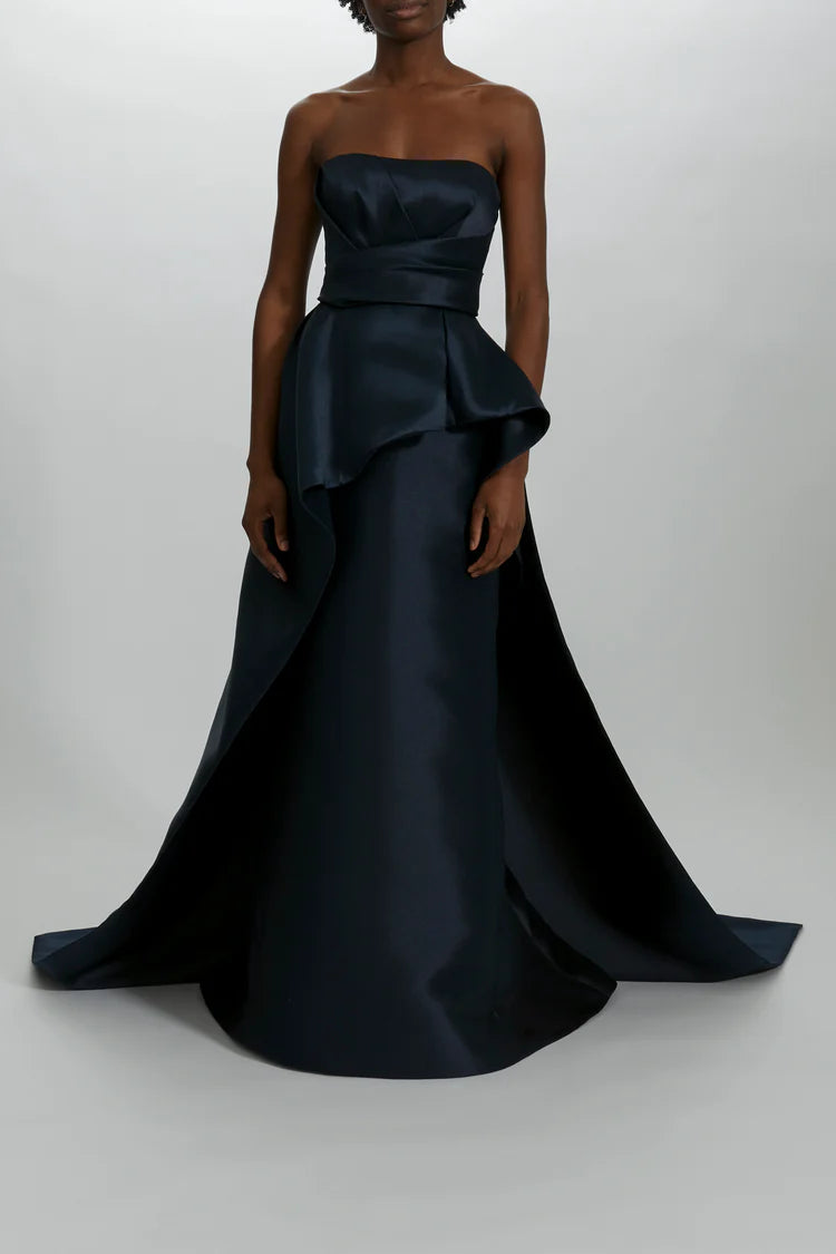 Black peplum evening gown on sale