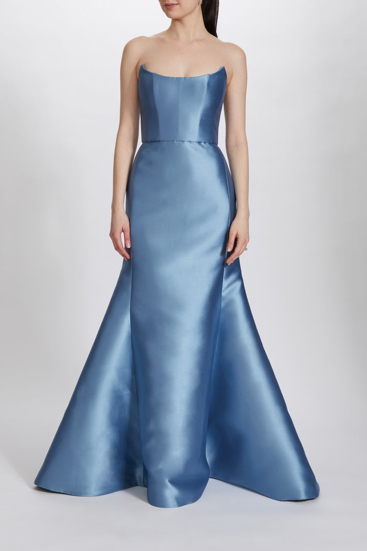 Amsale Evening Mikado Strapless Gown P609 Navy Amsale Evening Mikado Strapless Gown P609 Navy
