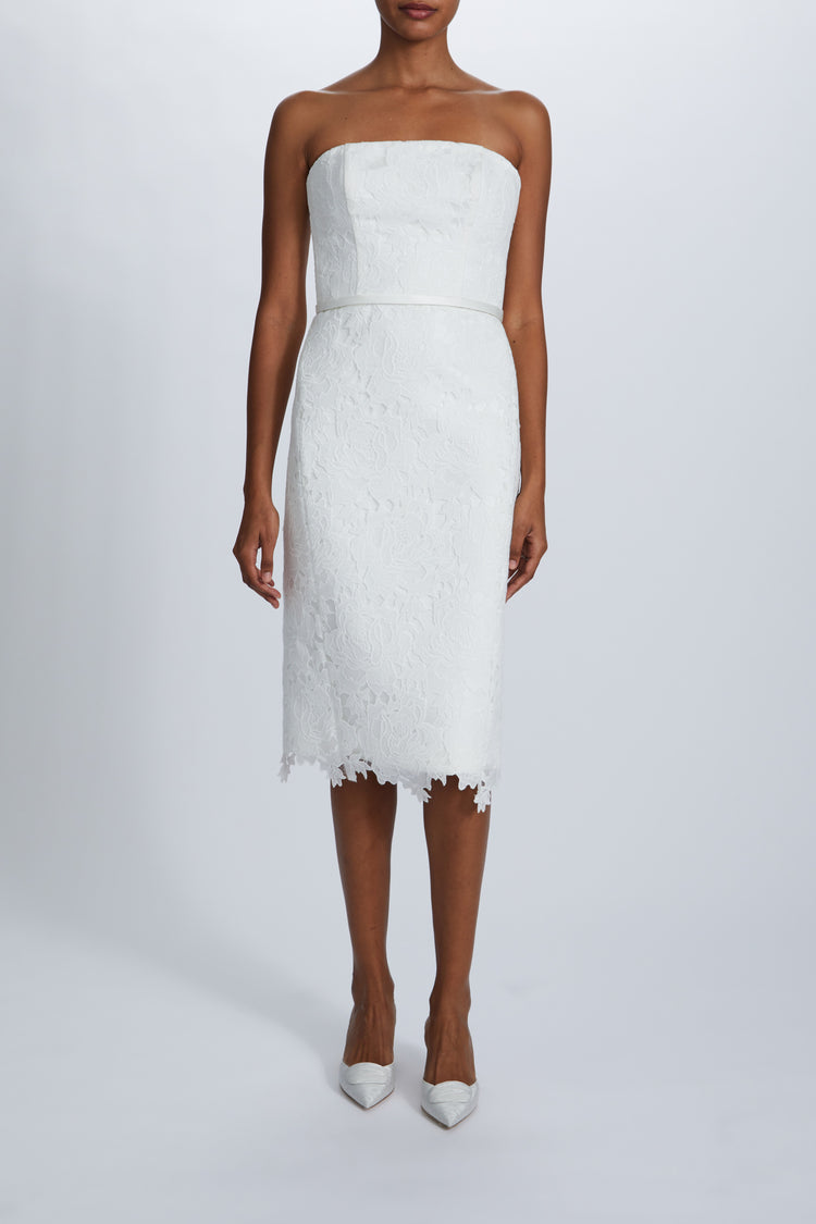 white christmas dresses White Pearl Heidi Bandage Midi Dress main image 0