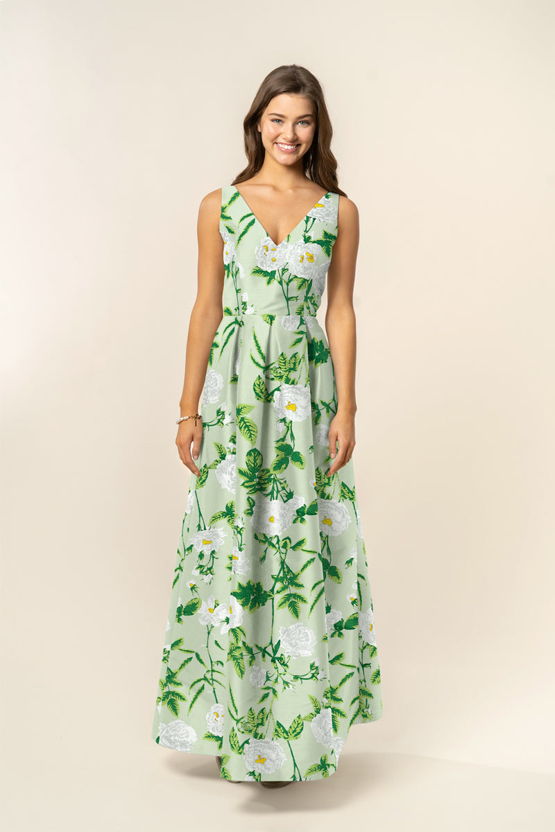 Harper Bodice with Dahlia Skirt in Camellia Jacquard Limoncello