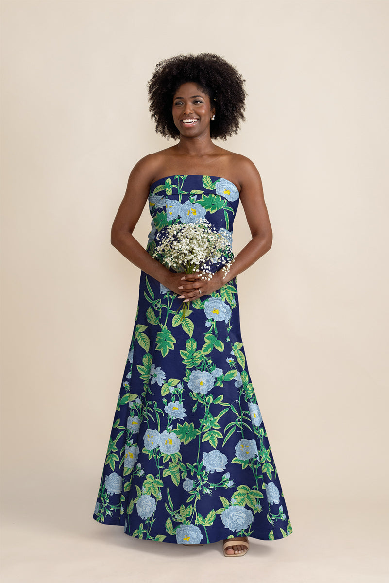 Eva Bodice with Trumpet Skirt in Camellia Jacquard | Bella Bridesmaids