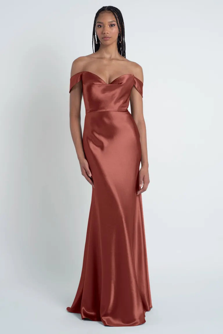 camilla bridesmaid dresses TH&TH Camilla Bridesmaid Dress In Blush Pink Satin