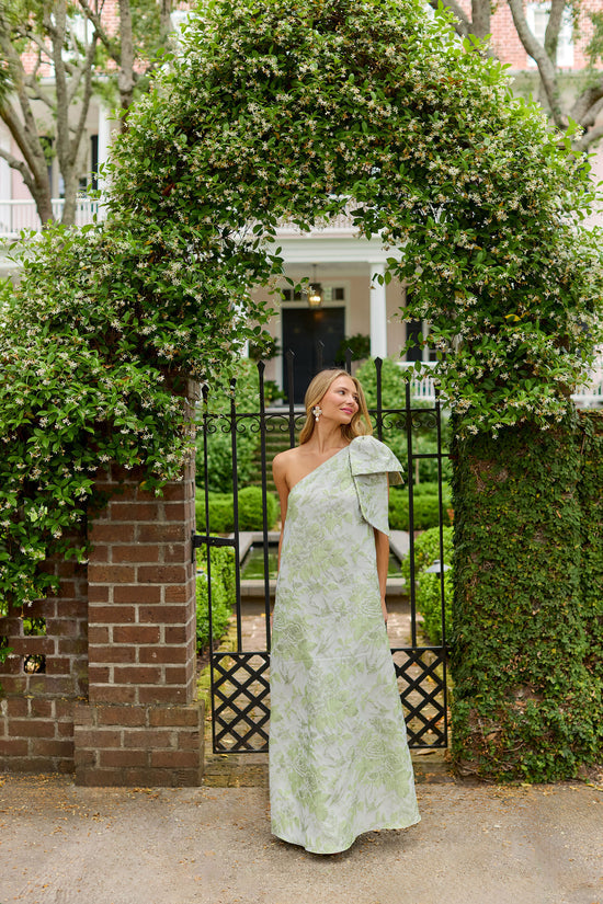 LulaKate Delphine Dress in Spring Green Garden Flora