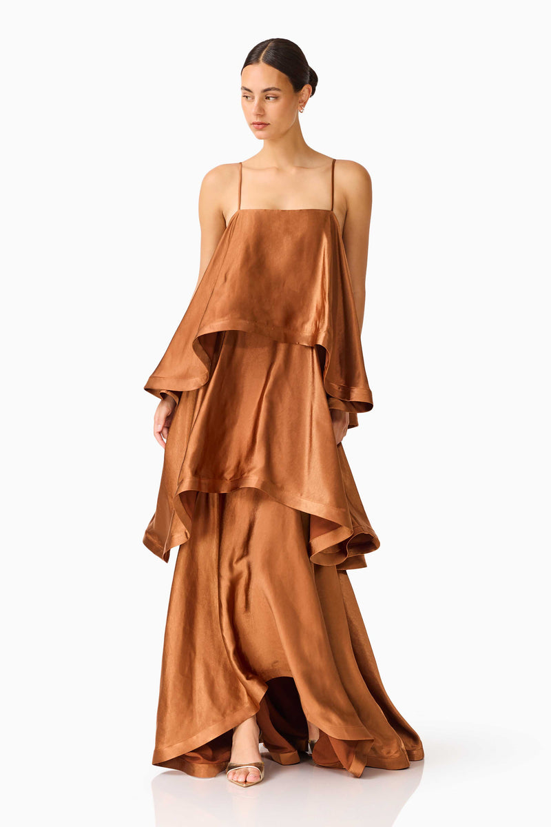 Tilly Tiered Maxi Dress in Brown | Bella Bridesmaids Tilly Tiered Maxi Dress in Brown | Bella Bridesmaids
