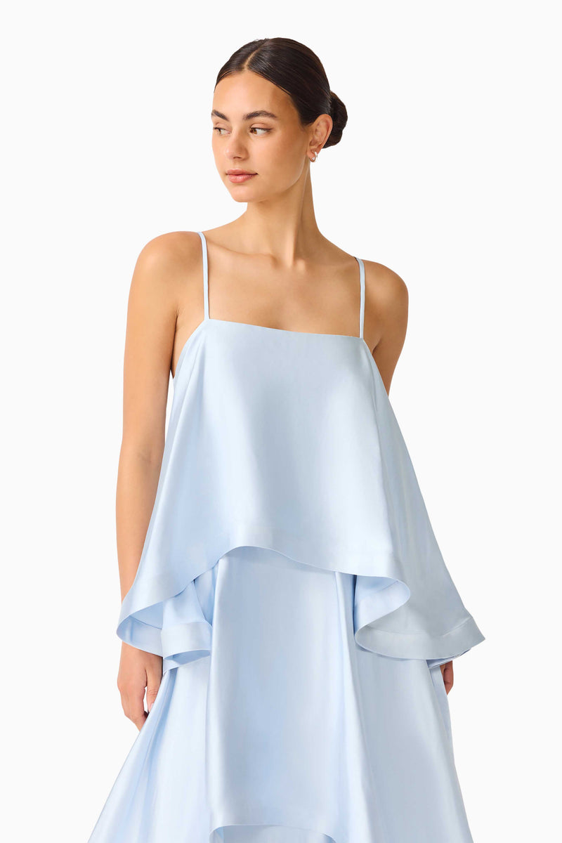 fitted lace wedding dress Tilly Tiered Maxi Dress in Pale Blue