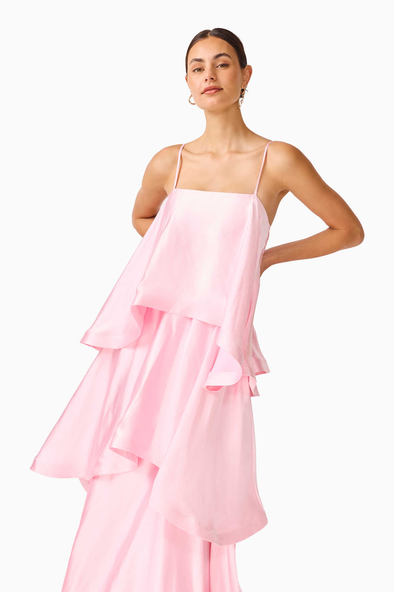Tilly Tiered Maxi Dress in Pale Pink
