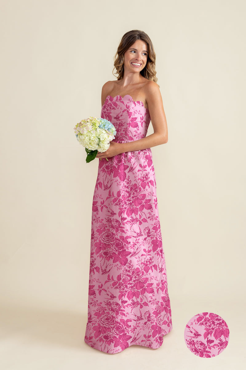 Hayes Bodice with Gathered Skirt in Garden Flora | Bella Bridesmaids Hayes Bodice with Gathered Skirt in Garden Flora | Bella Bridesmaids