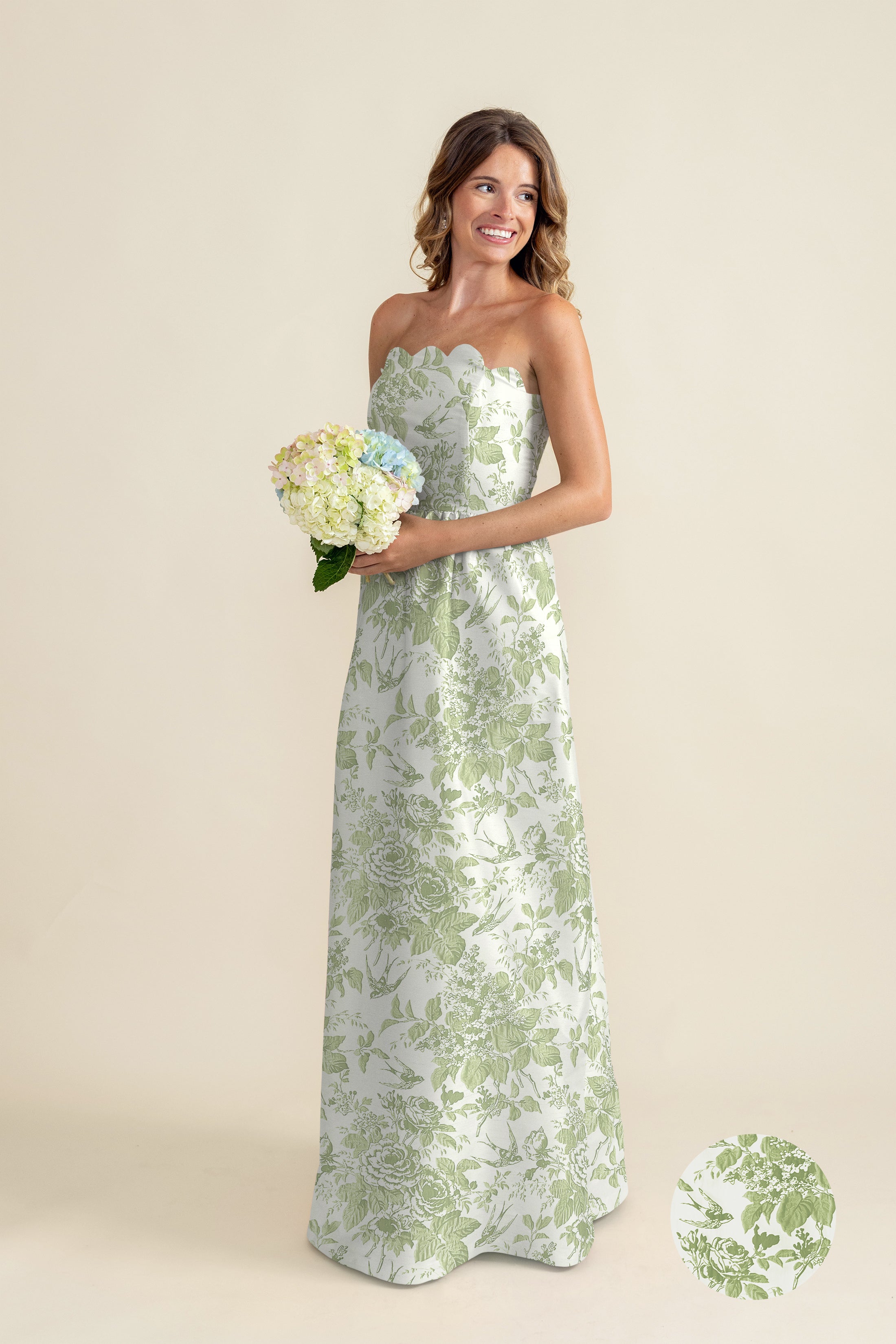 Hayes Bodice with Gathered Skirt in Garden Flora | Bella Bridesmaids Hayes Bodice with Gathered Skirt in Garden Flora | Bella Bridesmaids