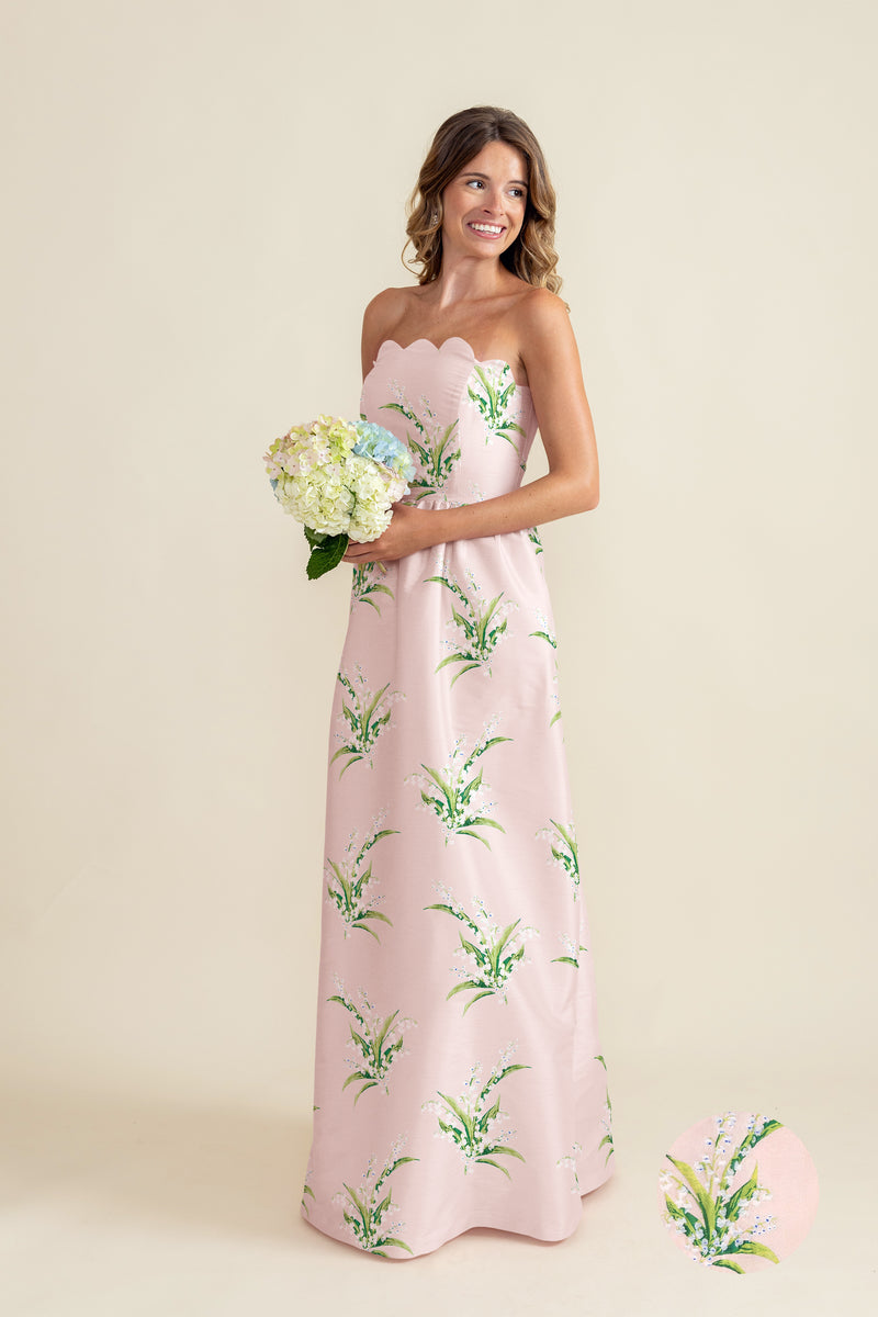 lily of the valley bridesmaid dress Hayes Bodice with Gathered Skirt in Jacquard Sareh nouri