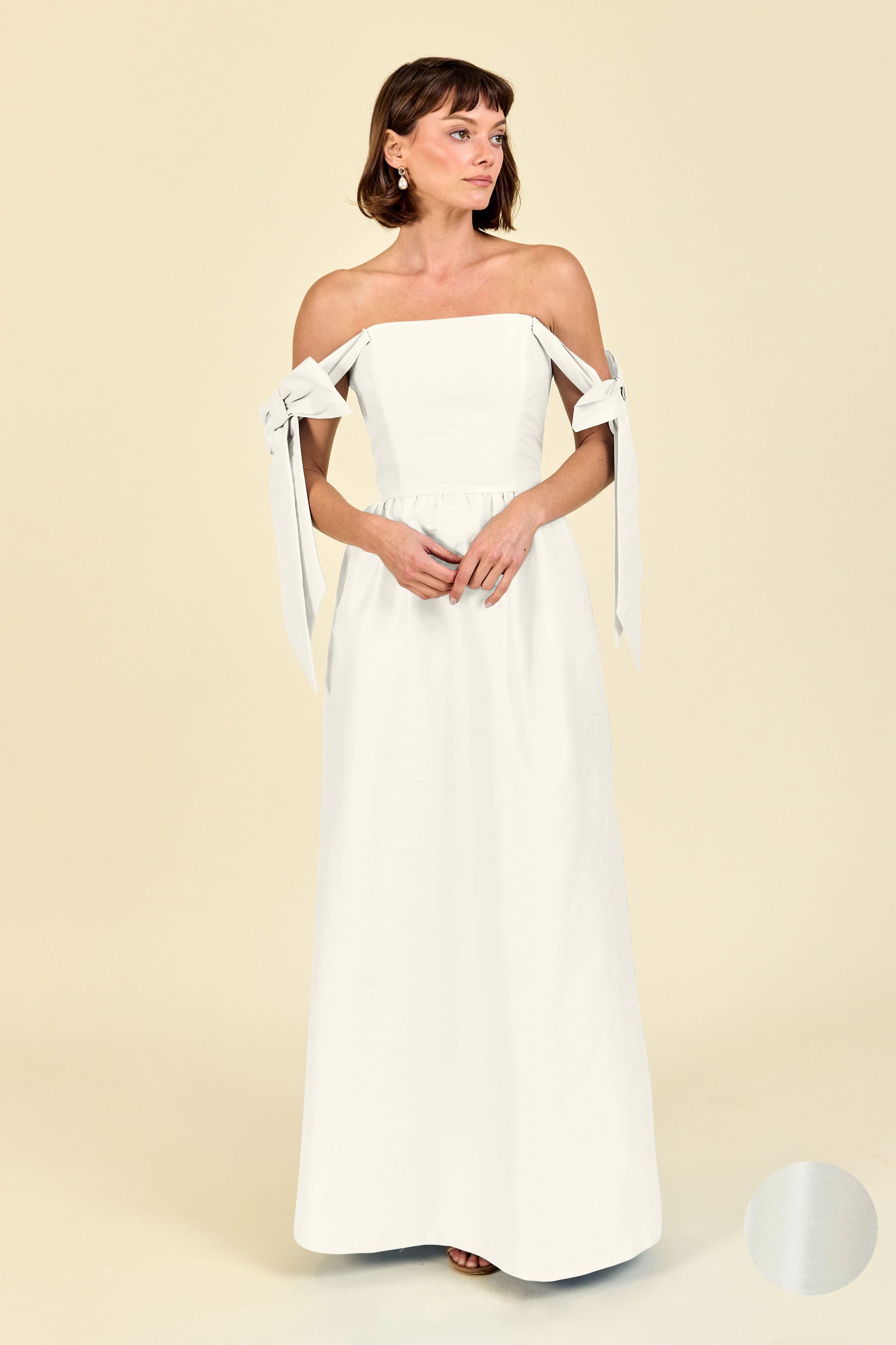 shantung bridesmaid dress Julie Bodice with Gathered Skirt in LowStock:43273545941043