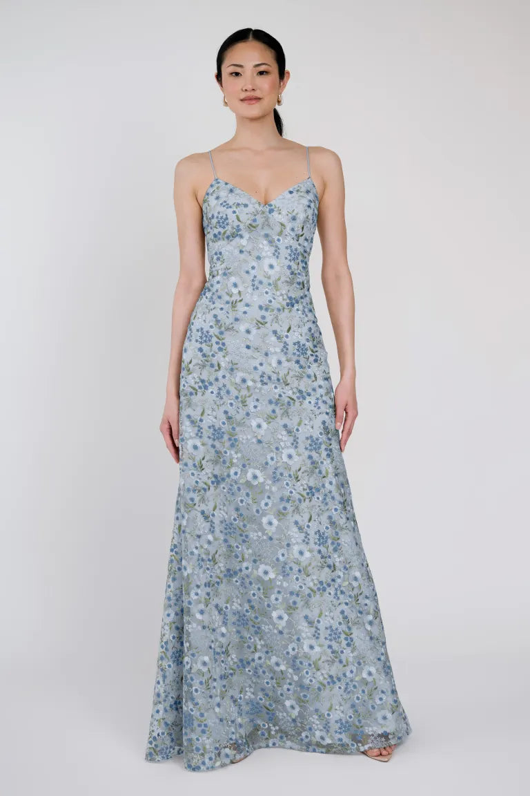 jenny yoo tatum bridesmaid dress Julianna in Ophelia Embroidered Tulle Ophelia Whisper Multi AW-SM-11391 Satin and velvet fringed Jacket Size:34 knee princess seam slit