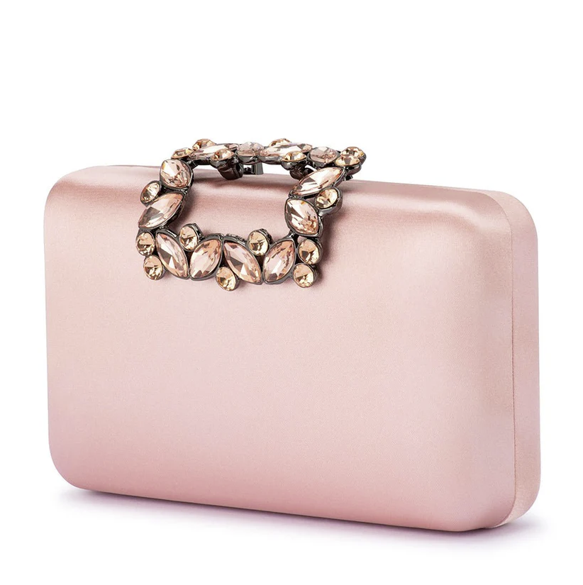 Olga Berg Margalit Crystal Lock Clutch in Blush