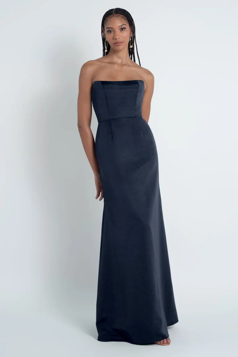 Jenny Yoo Collection outlets Blake Bridesmaid Gown Maxi Dress Navy Blue Size 0