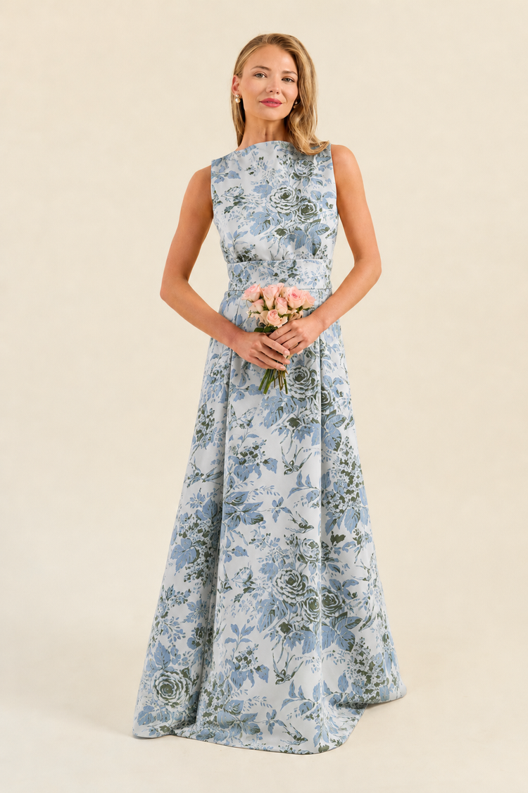 Sabrina Bodice with Flute Skirt in Garden Flora Jacquard