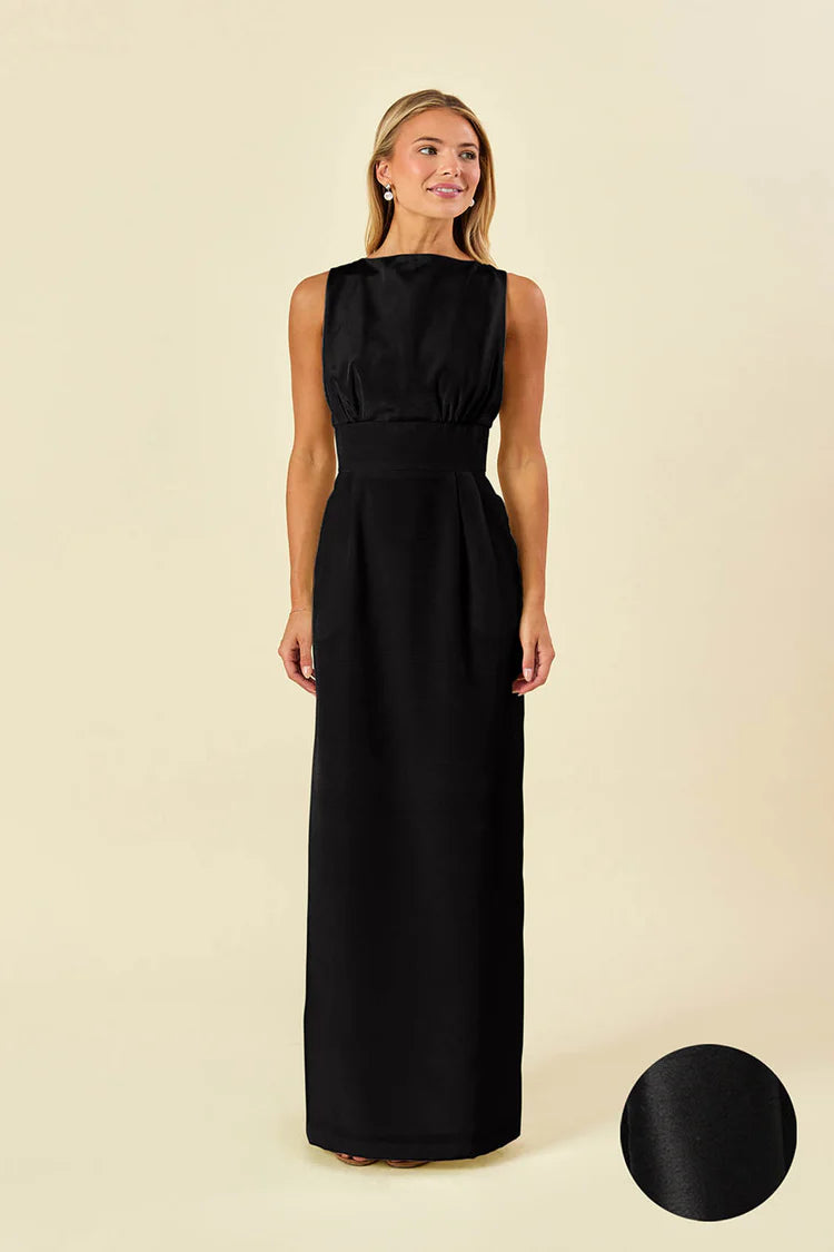 chinese dress ladies Sabrina Bodice with Straight Skirt in Shantung Umber