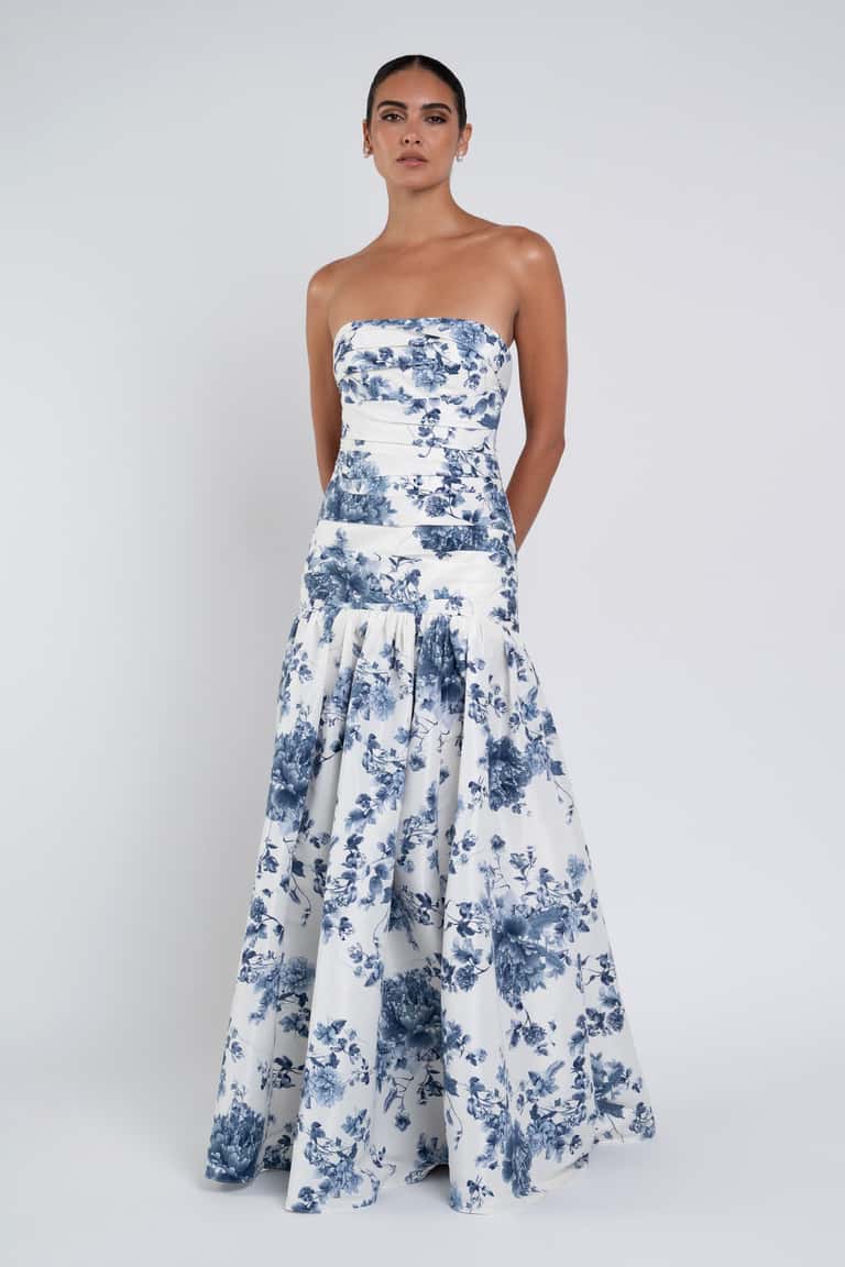 Jenny Yoo Bridesmaid Dress Sarah Print Peony Garden Blue Multi