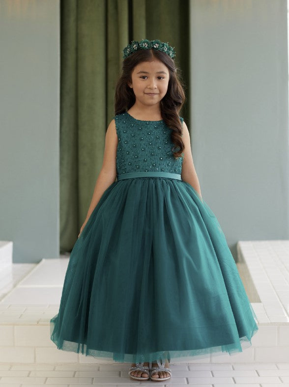 Tip Top Kids 5864 Flower Girl Dress Emerald