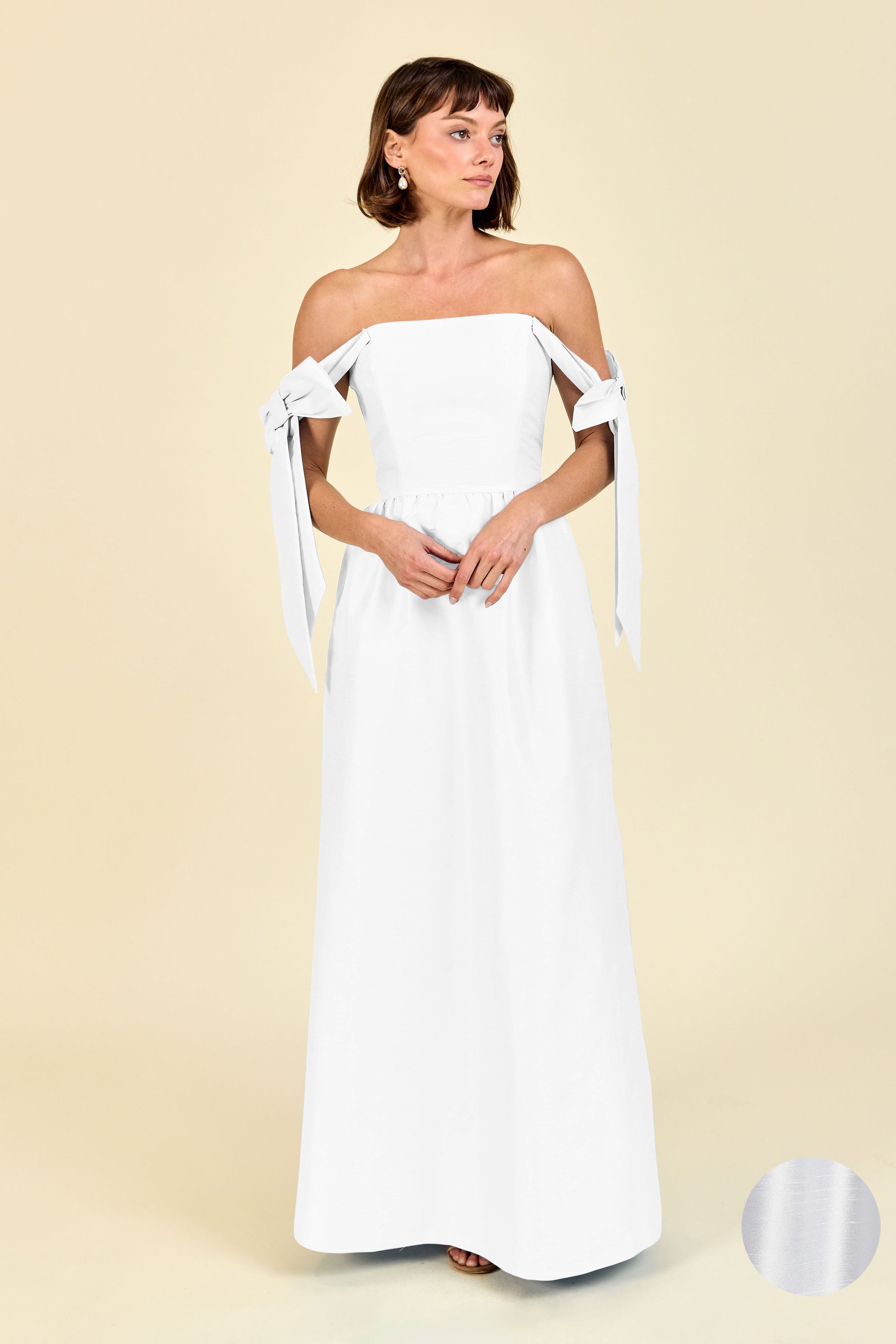 shantung bridesmaid dress Eva Flute Skirt Strapless Bridesmaid Dress