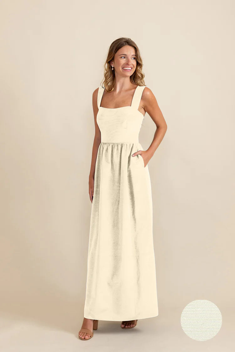 Beckett Bodice with Gathered Skirt in Drapey Bengaline Pale Lemon