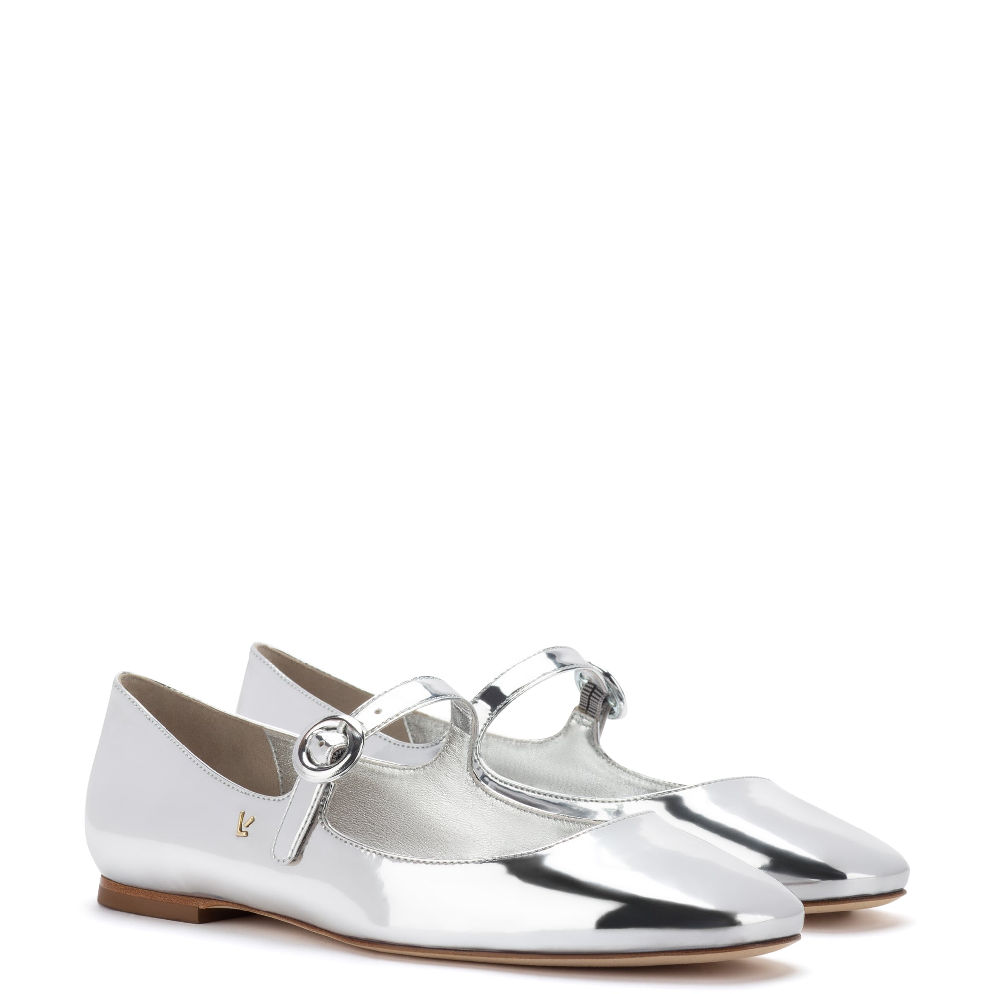 Larroude Blair Ballet Flat in Silver Specchio 8.0 / Silver Larroude Blair Ballet Flat in Silver Specchio 8.0 / Silver