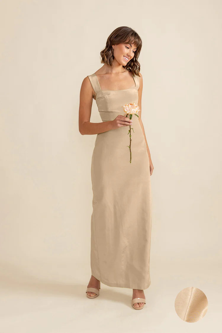 Beckett Bodice With Straight Skirt in Shantung Cement Beckett Bodice With Straight Skirt in Shantung Cement
