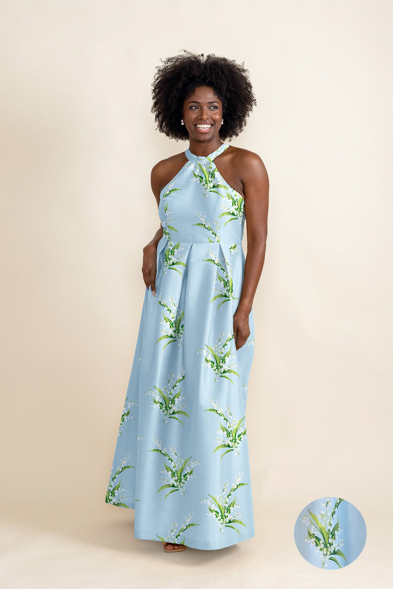 lily of the valley bridesmaid dress Abby Bodice with Dahlia Skirt in Jacquard Size:UK 14/US 10 Black and White Floral Occasions / Uses fw2023