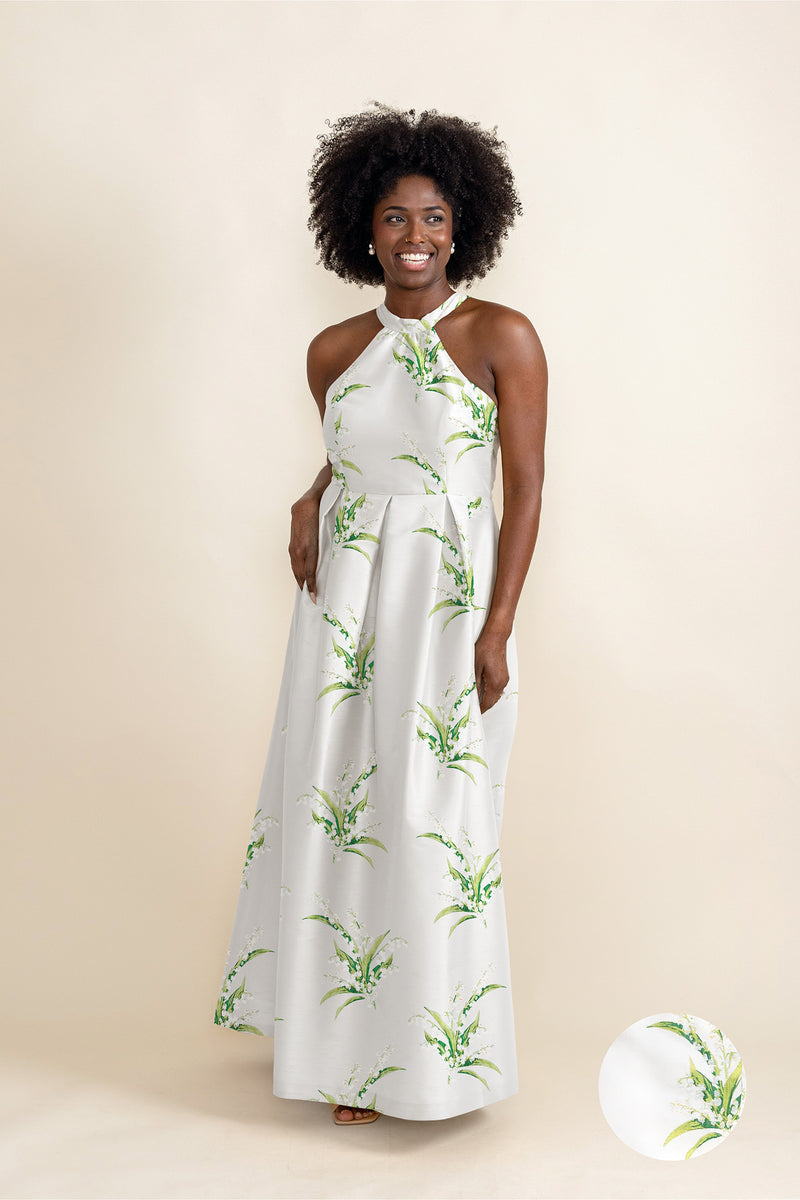 elliatt dahlia midi dress Abby Bodice with Dahlia Skirt in Lily of the Valley Jacquard