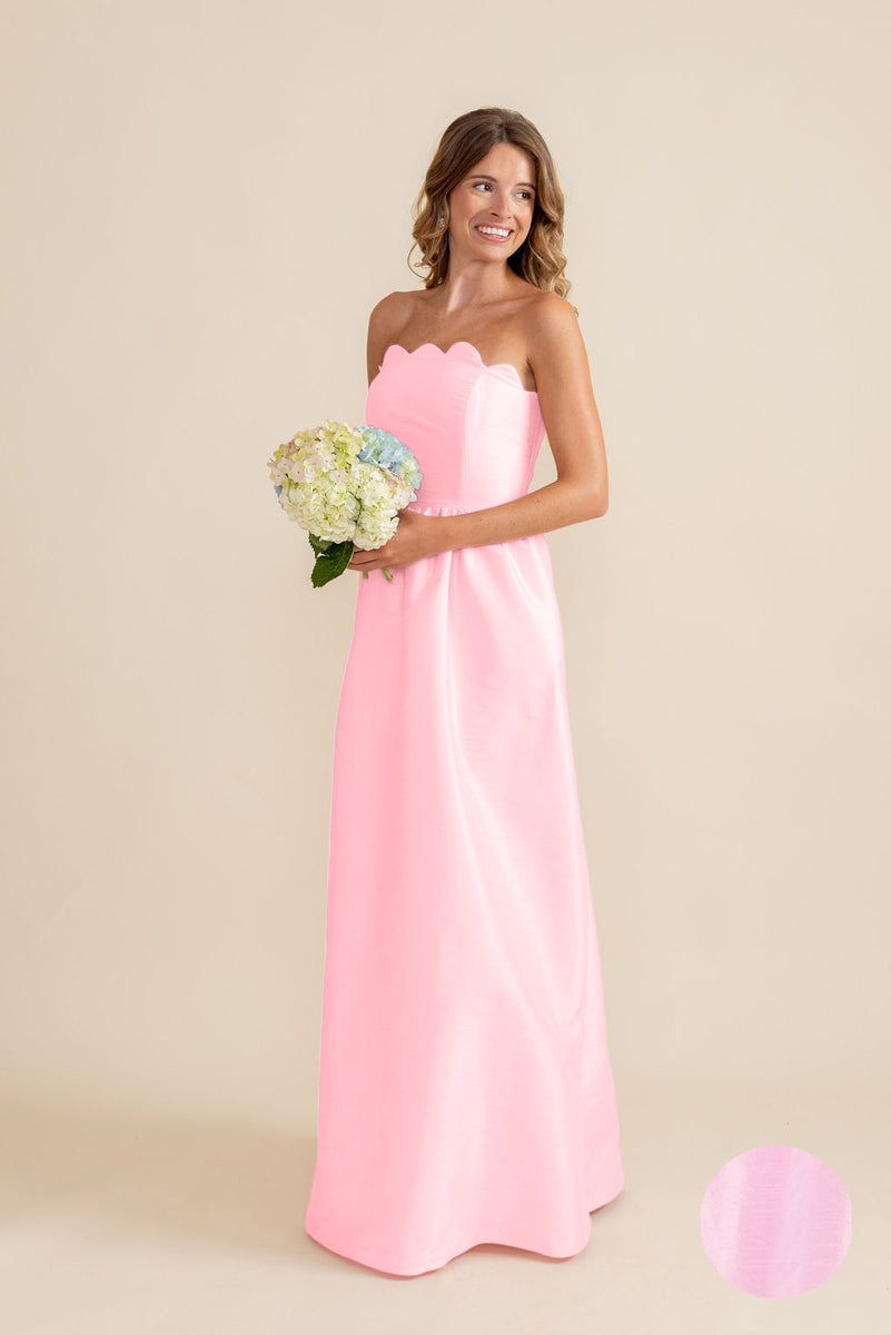 shantung bridesmaid dresses Eva Brunch Lilac Shantung Floor-Length Strapless Bridesmaid Dress