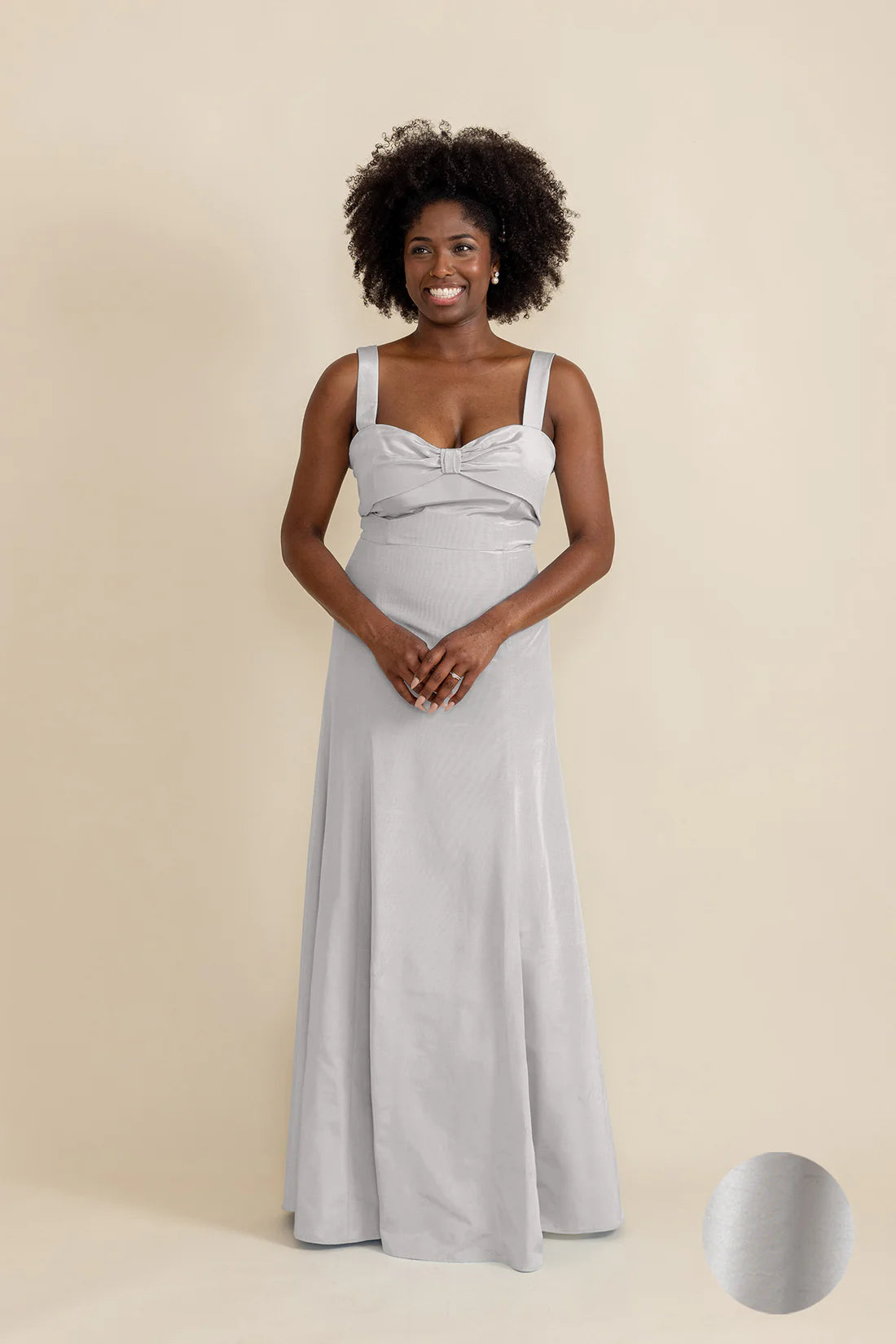 shantung bridesmaid dresses Hayes Bodice with Gathered Skirt in Shantung