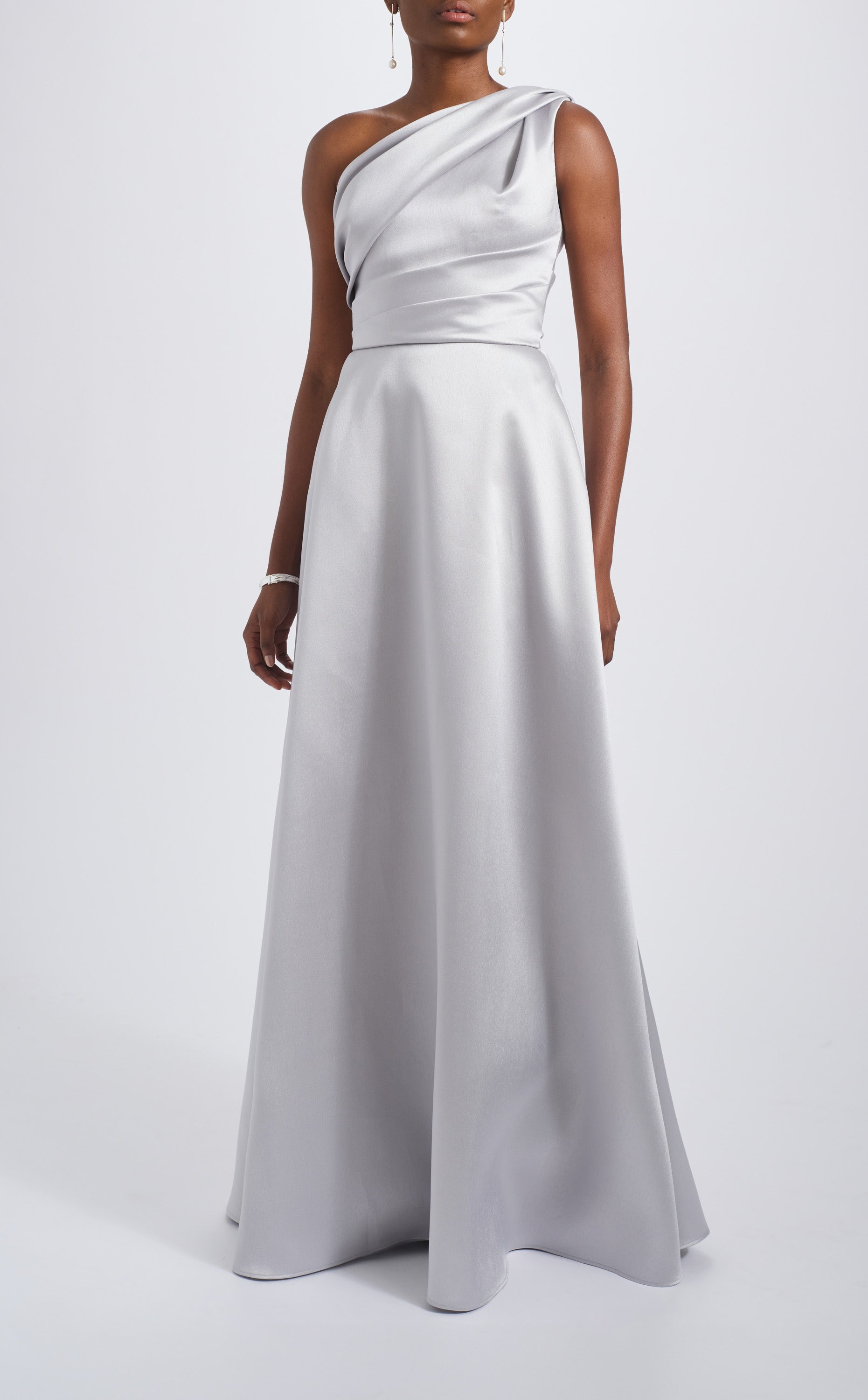 Amsale Evening One-Shoulder Mikado Gown P813M Ruby