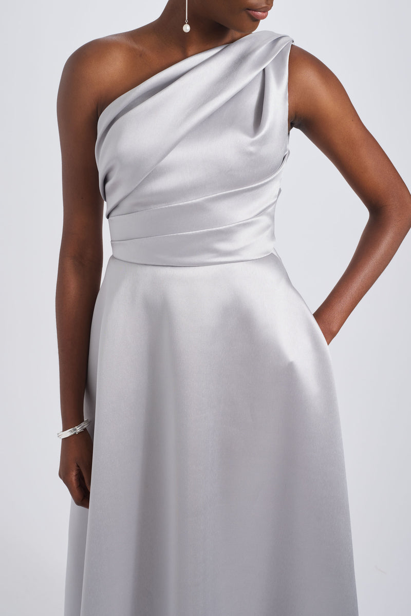 Amsale Evening One-Shoulder Mikado Gown P813M Ruby
