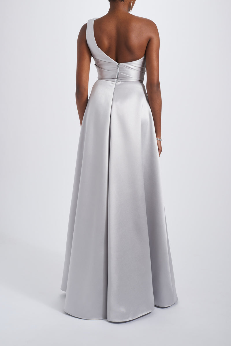 Amsale Evening One-Shoulder Mikado Gown P813M Ruby