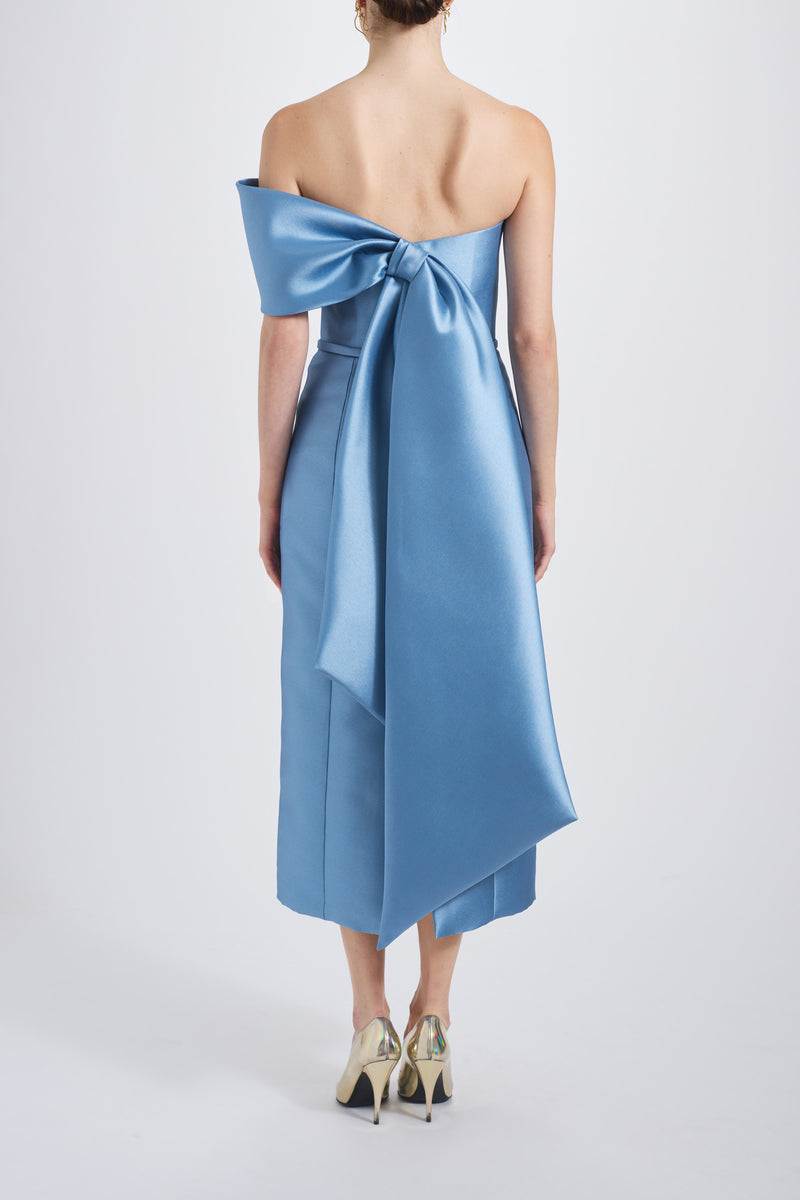 bow cocktail dresses Amsale Evening Bow Cocktail Gown P831M Smoke