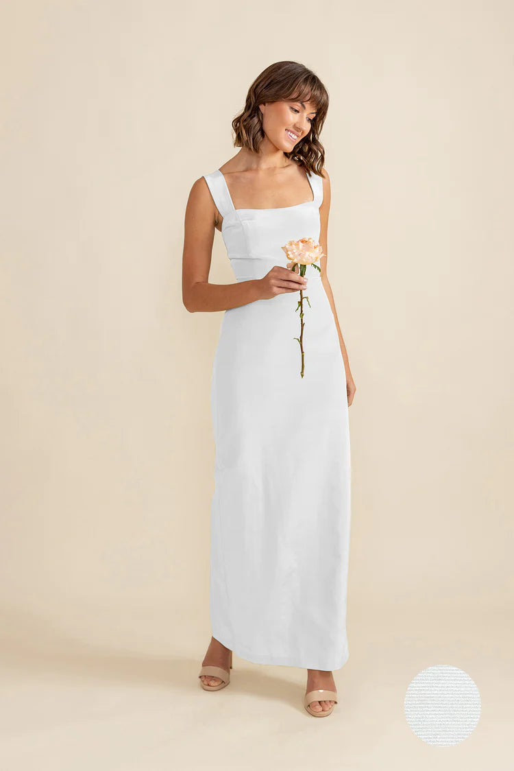 Beckett Bodice with Straight Skirt in Drapey Bengaline Blue Heaven