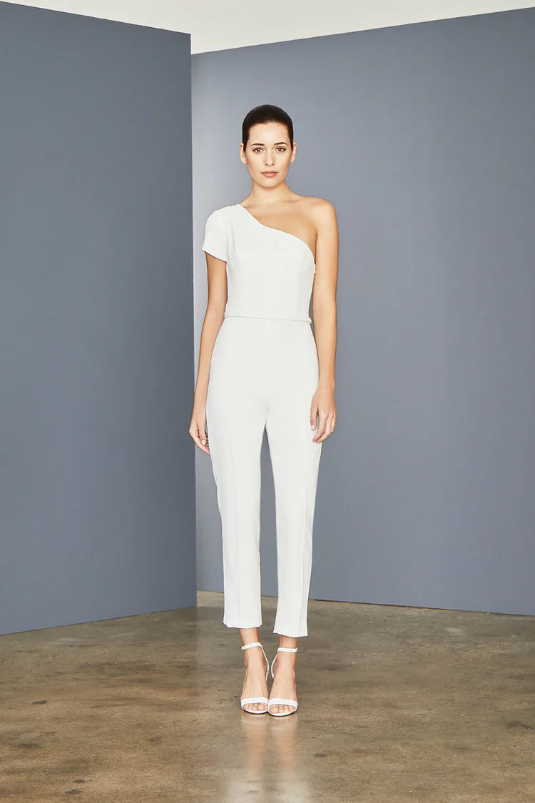 Amsale white jumpsuit discount