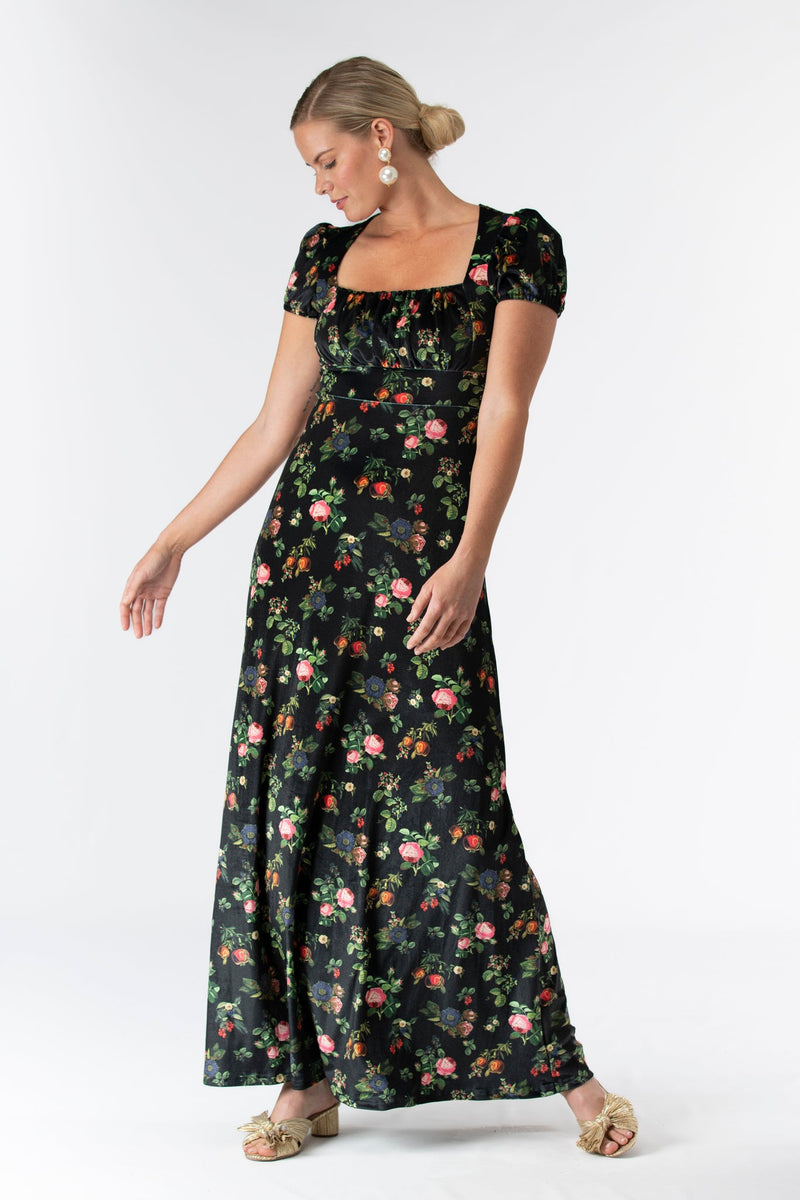 forbidden fruit red velvet dress Forbidden Fruit' 1960s Vintage hippie crush velvet maxi dress / Lux h Top of the Shops Boutique